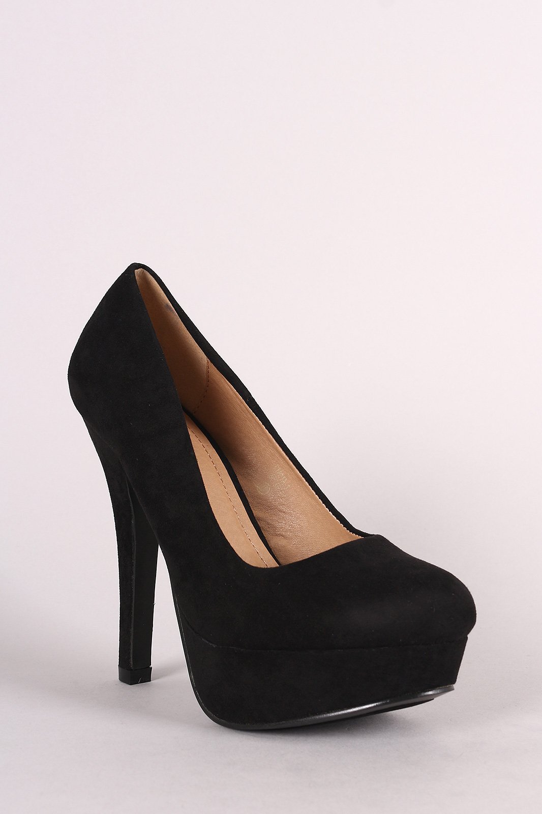 Suede Round Toe Stiletto Platform Pump