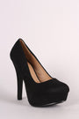 Suede Round Toe Stiletto Platform Pump