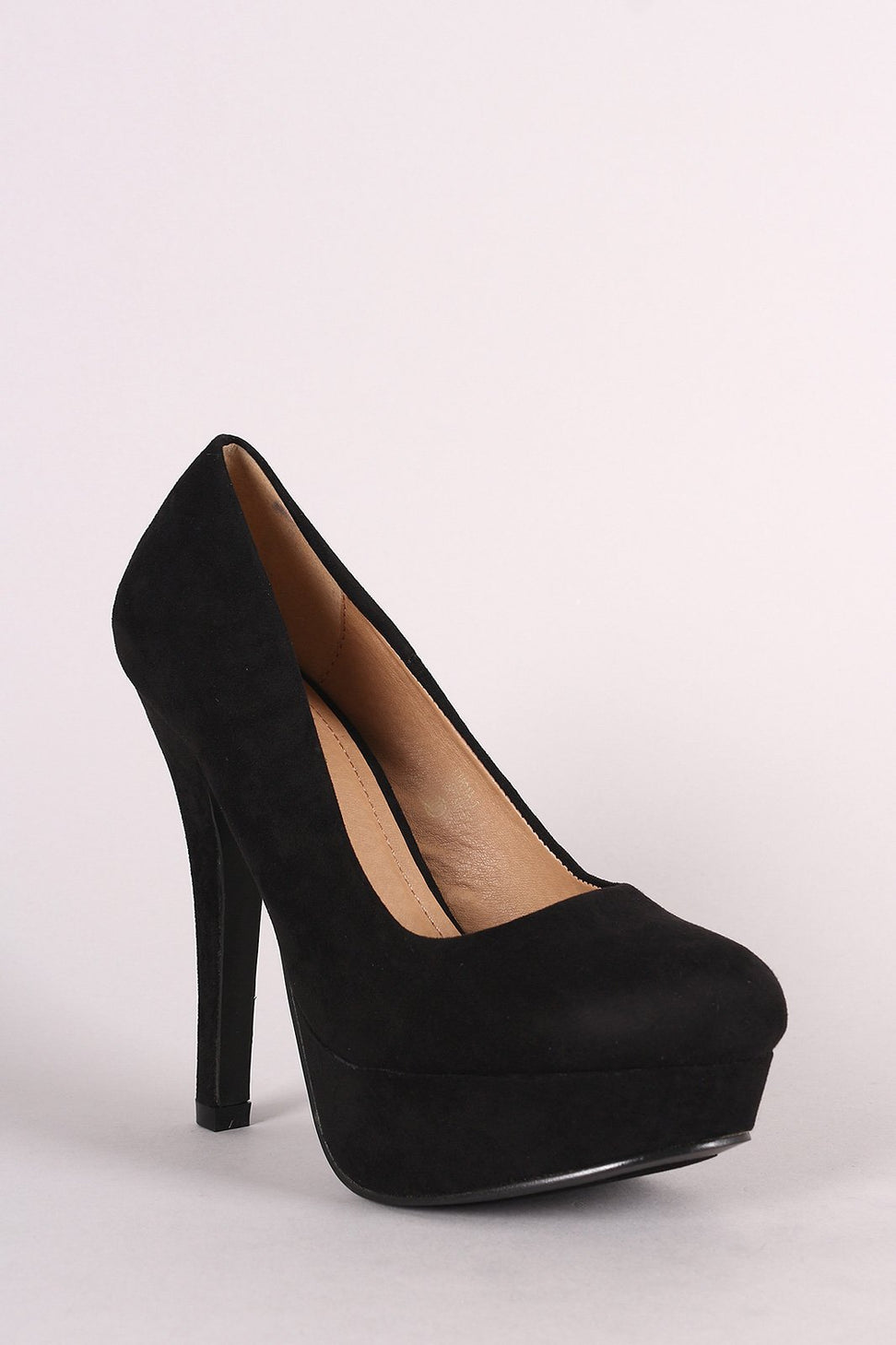 Suede Round Toe Stiletto Platform Pump