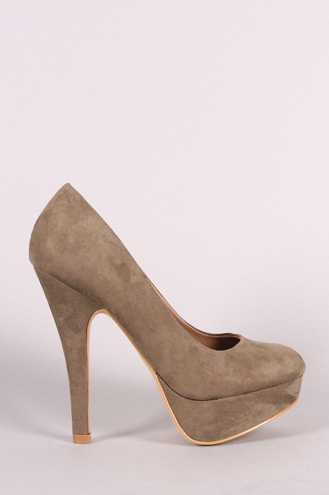 Suede Round Toe Stiletto Platform Pump