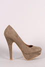 Suede Round Toe Stiletto Platform Pump