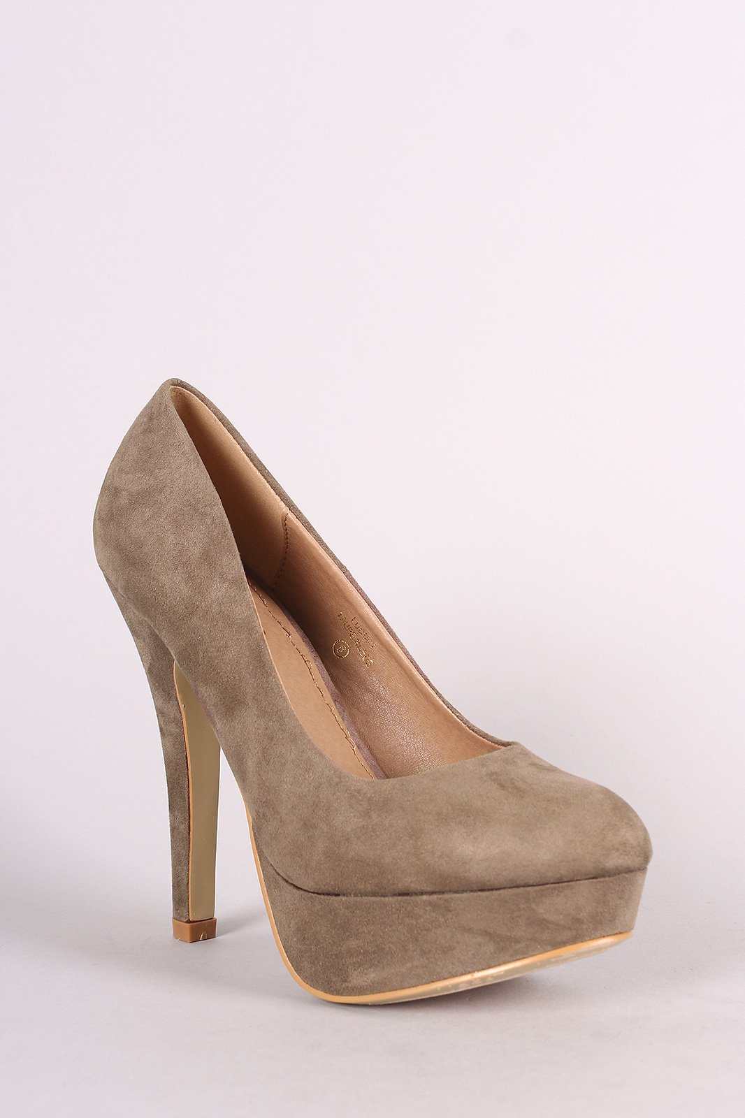 Suede Round Toe Stiletto Platform Pump