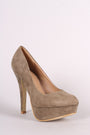 Suede Round Toe Stiletto Platform Pump
