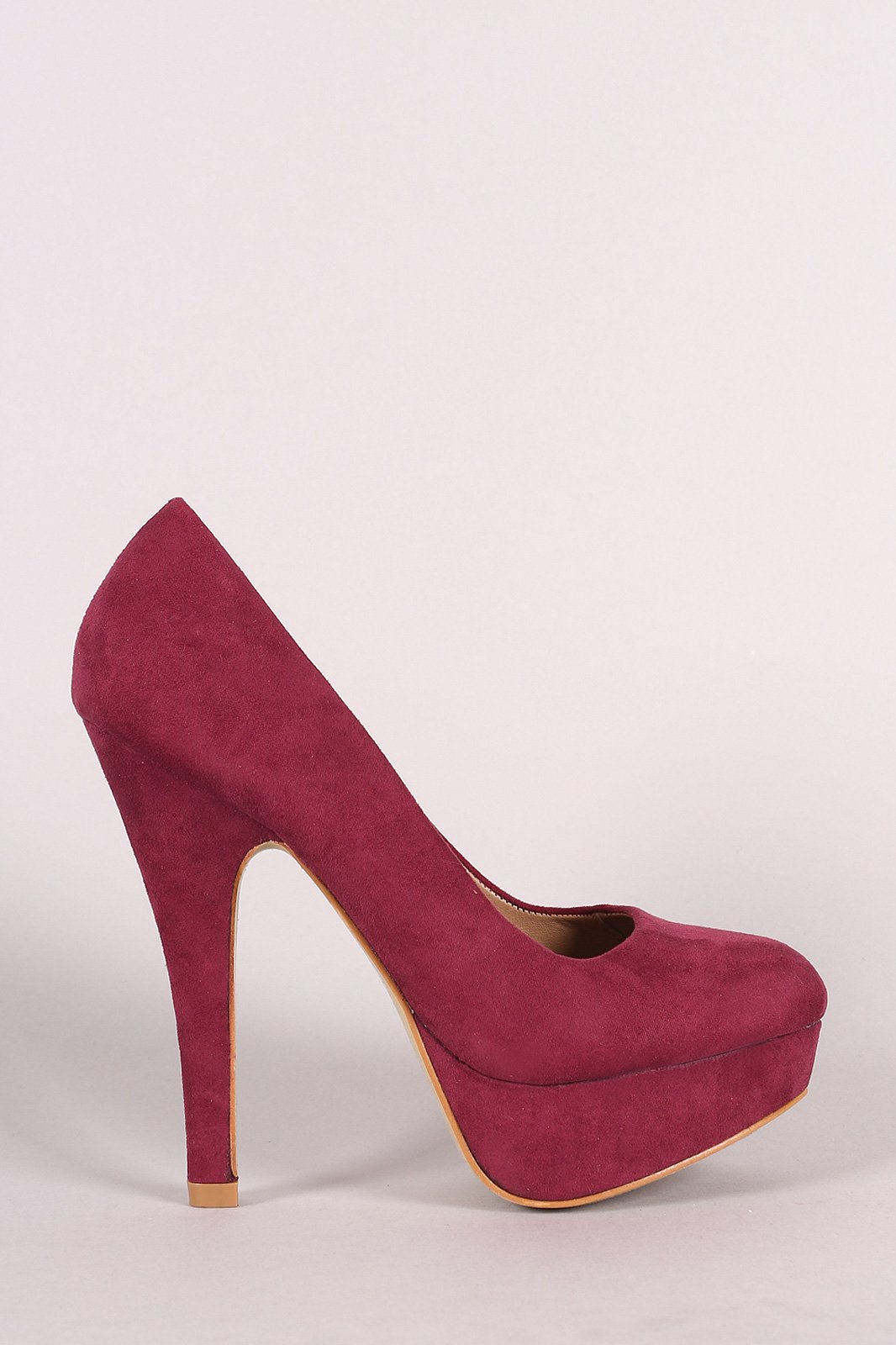 Suede Round Toe Stiletto Platform Pump