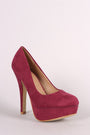 Suede Round Toe Stiletto Platform Pump