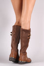 Buckled Stitchwork Zipper Trim Riding Knee High Boots