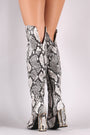 Bamboo Python Pointy Toe Metallic Chunky Heeled Over-The-Knee Boots