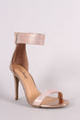 Anne Michelle Rhinestone Embellished Open Toe Ankle Cuff Stiletto Heel