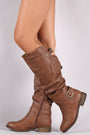 Double Buckle Slouchy Riding Knee High Boot