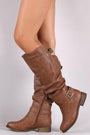 Double Buckle Slouchy Riding Knee High Boot