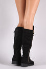 Suede Buckled Zipper Trim Riding Knee High Boots