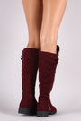 Suede Buckled Zipper Trim Riding Knee High Boots