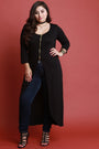 Zipper Front Quarter Sleeves Maxi Top