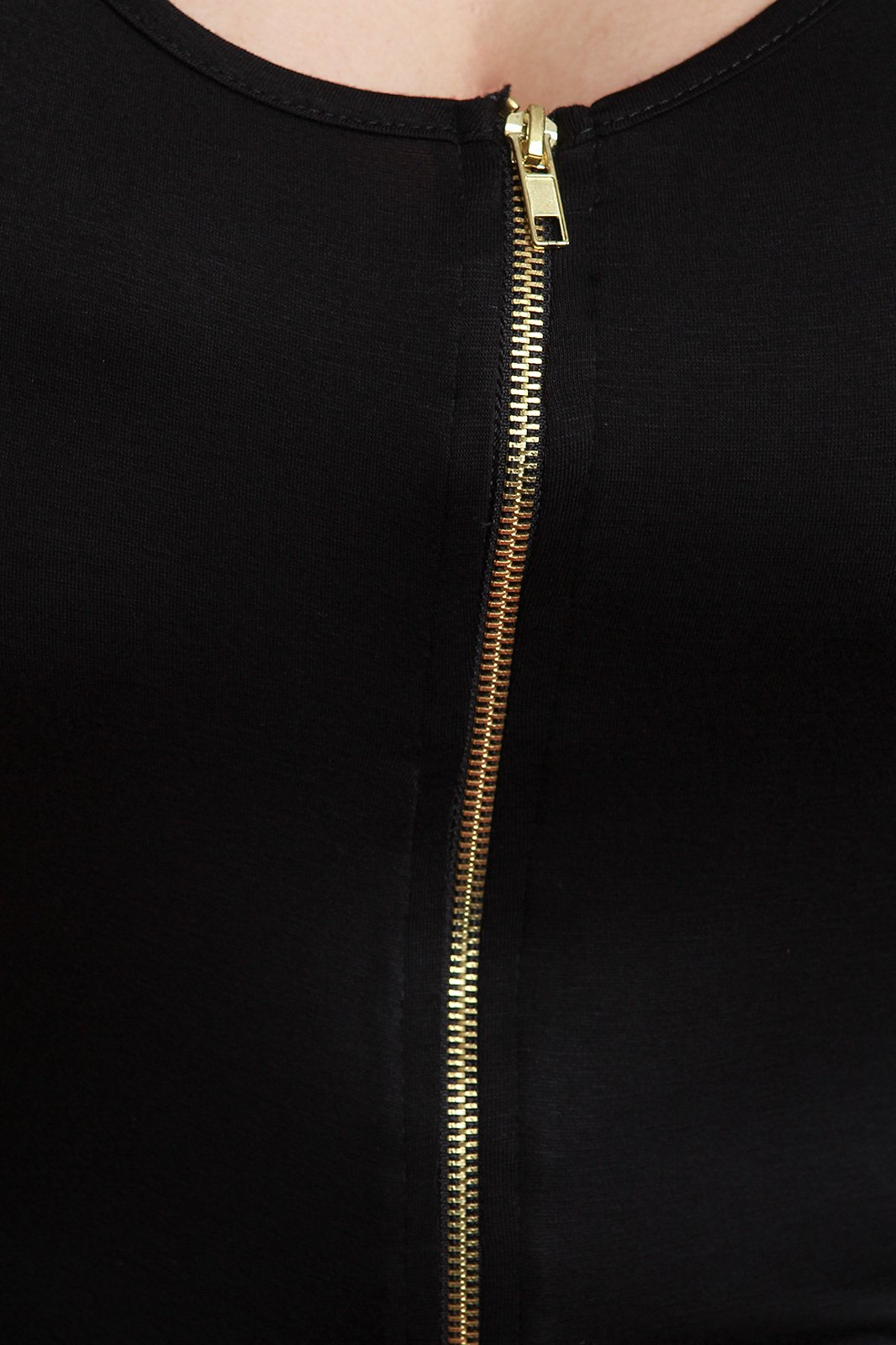 Zipper Front Quarter Sleeves Maxi Top