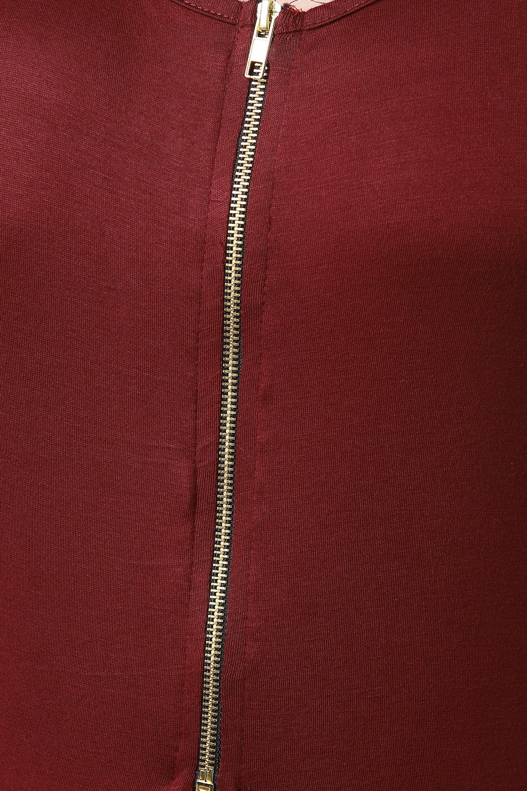 Zipper Front Quarter Sleeves Maxi Top