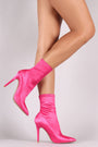 Qupid Elastane Pointy Toe Stiletto Sock Booties