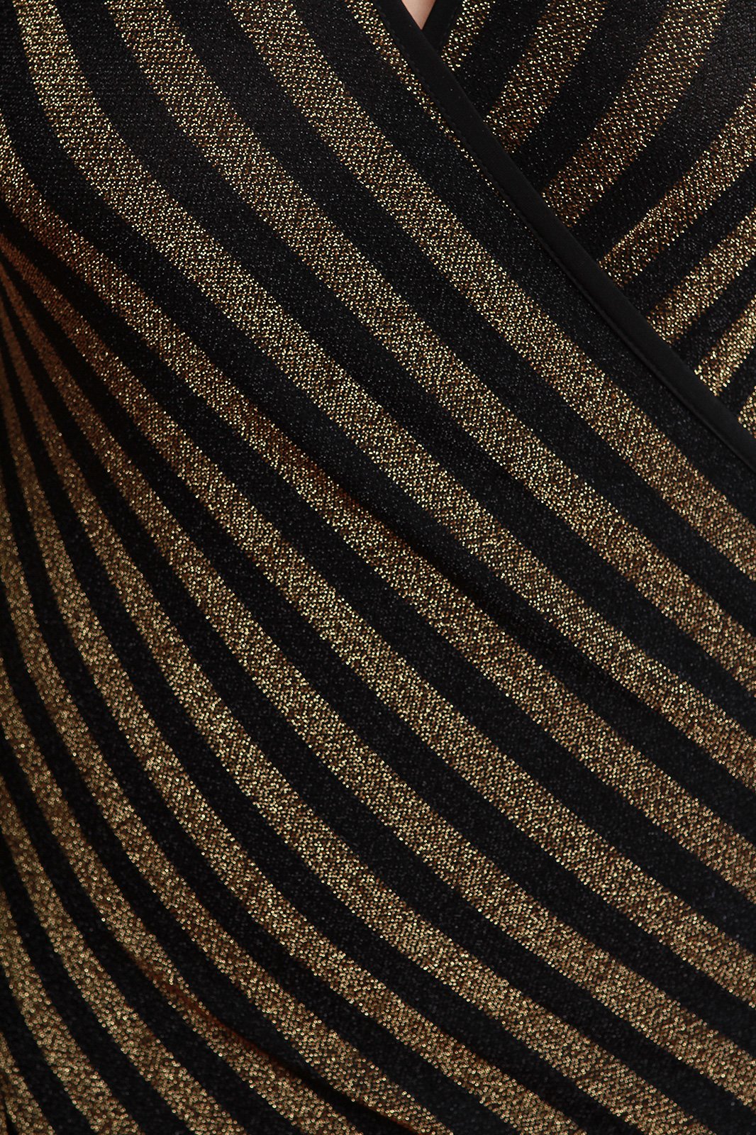 Foil Metallic Surplice V Neck Long Sleeves Wrapped Dress - NoveltyOne