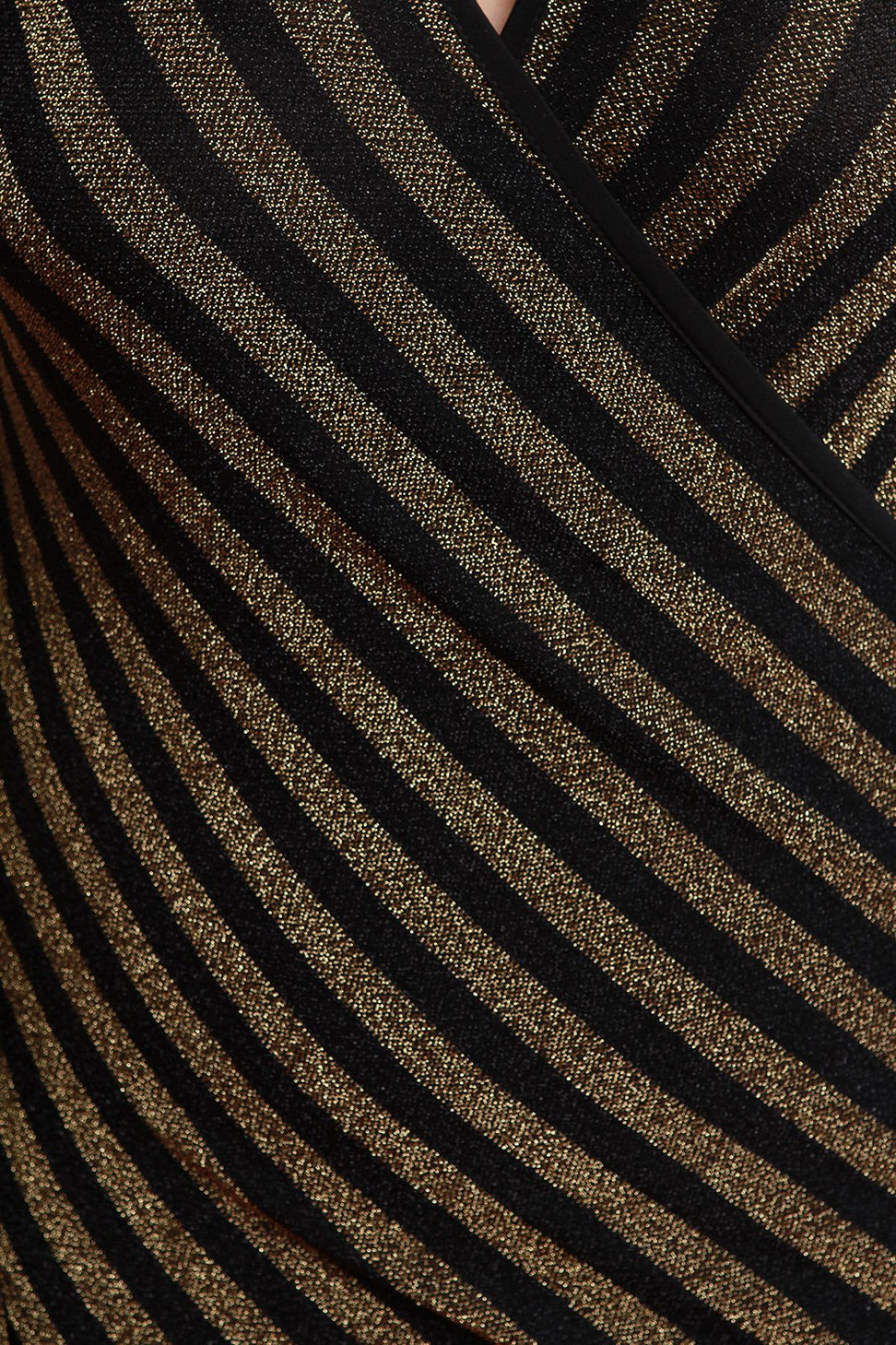 Foil Metallic Surplice V Neck Long Sleeves Wrapped Dress - NoveltyOne