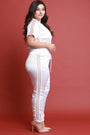 Elastic Striped Satin High Waisted Jogger Pants