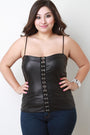 Vegan Leather Hook-N-Eye Bustier Top