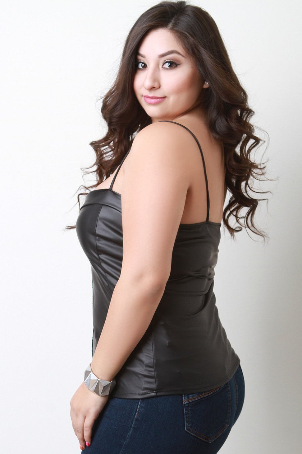 Vegan Leather Hook-N-Eye Bustier Top