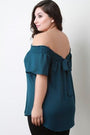 Textured Off The Shoulder Back Bow Top