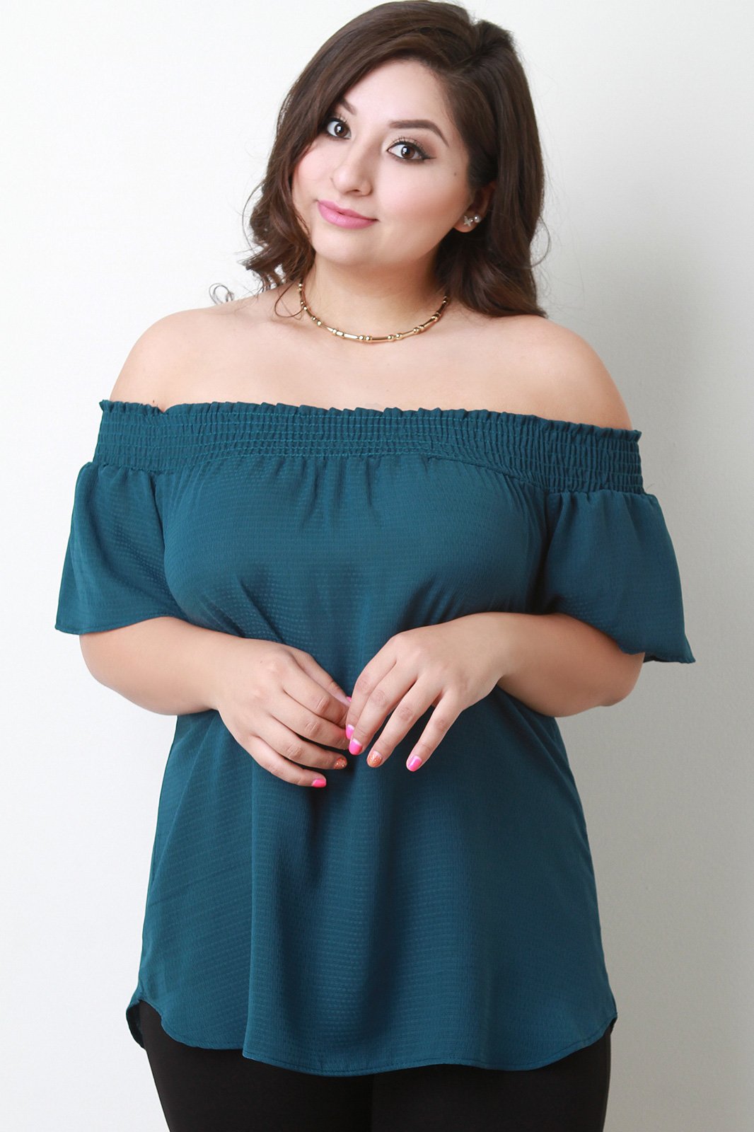 Textured Off The Shoulder Back Bow Top