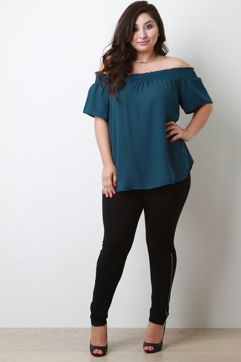 Textured Off The Shoulder Back Bow Top