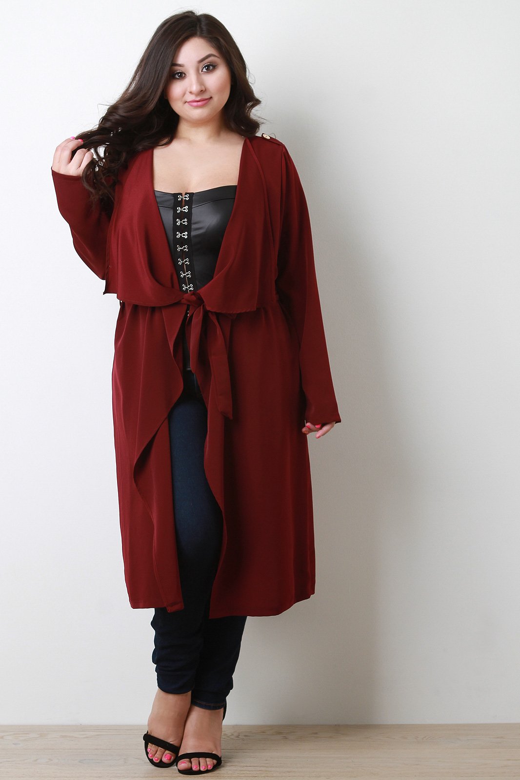 Self-Tie Long Sleeve Maxi Cardigan