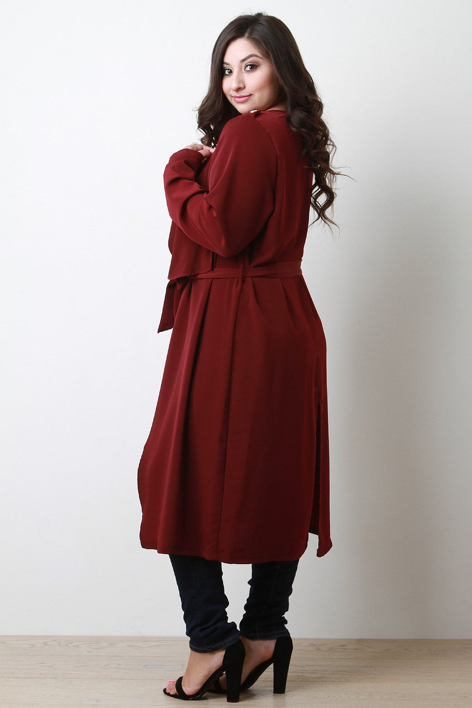 Self-Tie Long Sleeve Maxi Cardigan