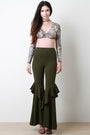 Ruffle Crepe Bell Pants