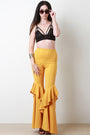 Ruffle Crepe Bell Pants