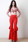 Ruffle Crepe Bell Pants