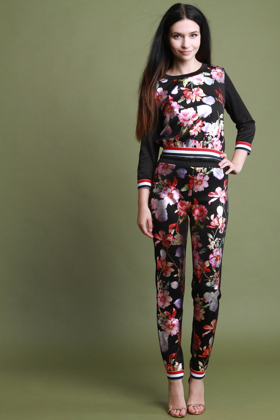 Floral Foil Print Two Piece Set