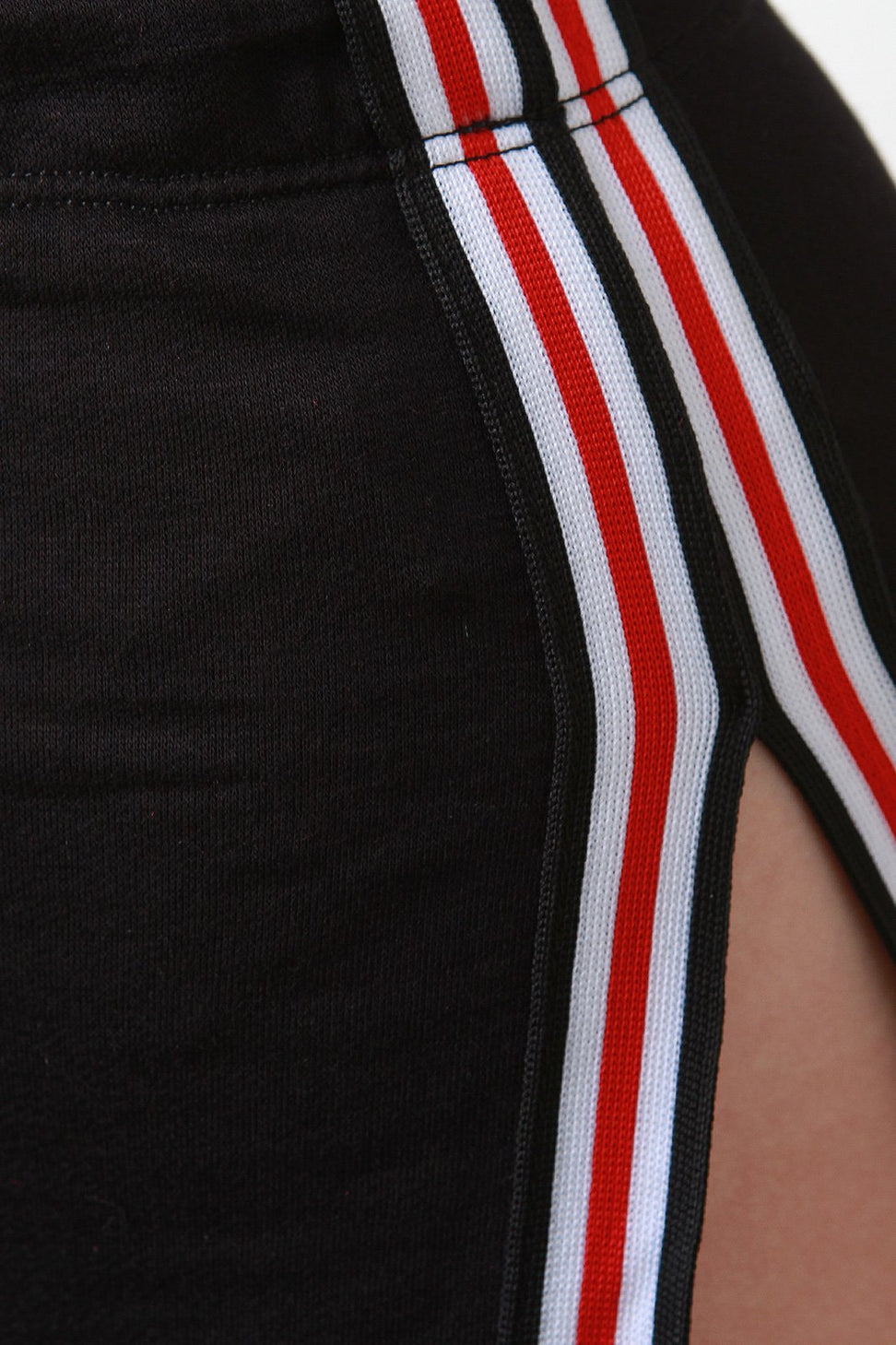 Stripe Trim French Terry Crop Top With Slit Pants Set