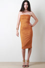 Vegan Suede Tube Fitted Midi Dress