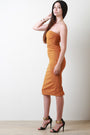 Vegan Suede Tube Fitted Midi Dress