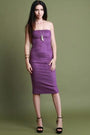 Vegan Suede Tube Fitted Midi Dress