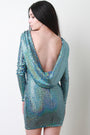 Square Metallic Cowl Back Mini Dress