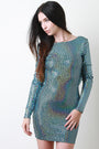 Square Metallic Cowl Back Mini Dress