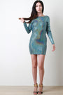 Square Metallic Cowl Back Mini Dress