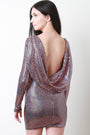 Square Metallic Cowl Back Mini Dress