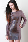 Square Metallic Cowl Back Mini Dress