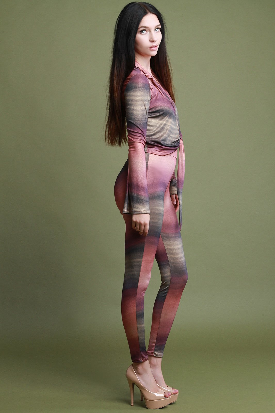 Foil Ombre Collar Neckline with Pants Set - NoveltyOne