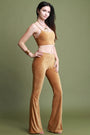 Corduroy Crop Top and Flared Pants Set
