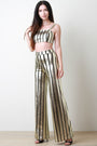 Striped Metallic Crop Top with Palazzo Pants Set