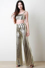 Striped Metallic Crop Top with Palazzo Pants Set