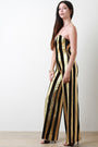 Striped Metallic Sweetheart Palazzo Jumpsuit