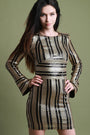 Sequins Striped Bell Sleeve Mini Dress