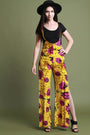 Floral Velvet Spaghetti Strap Side Slit Overall Pants